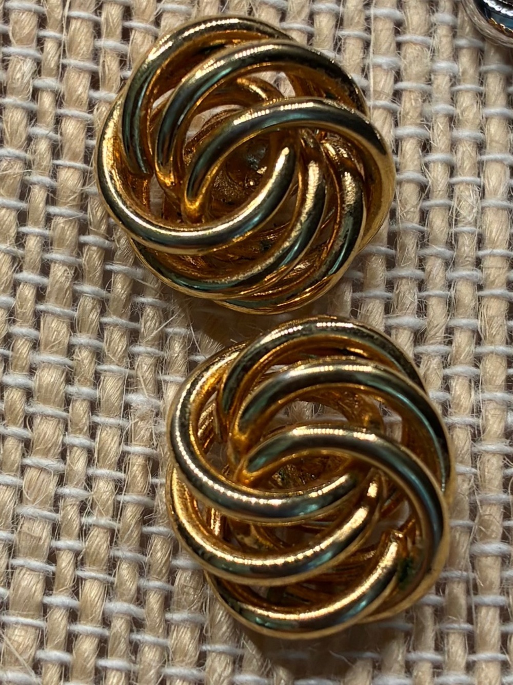 Vintage Monet gold-tone dainty knot 14k post back earrings